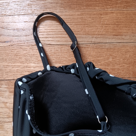 Tropical Escape Women's Black & White Polka Dot One Piece Skirt Swimsuit 14 - Picture 9 of 15